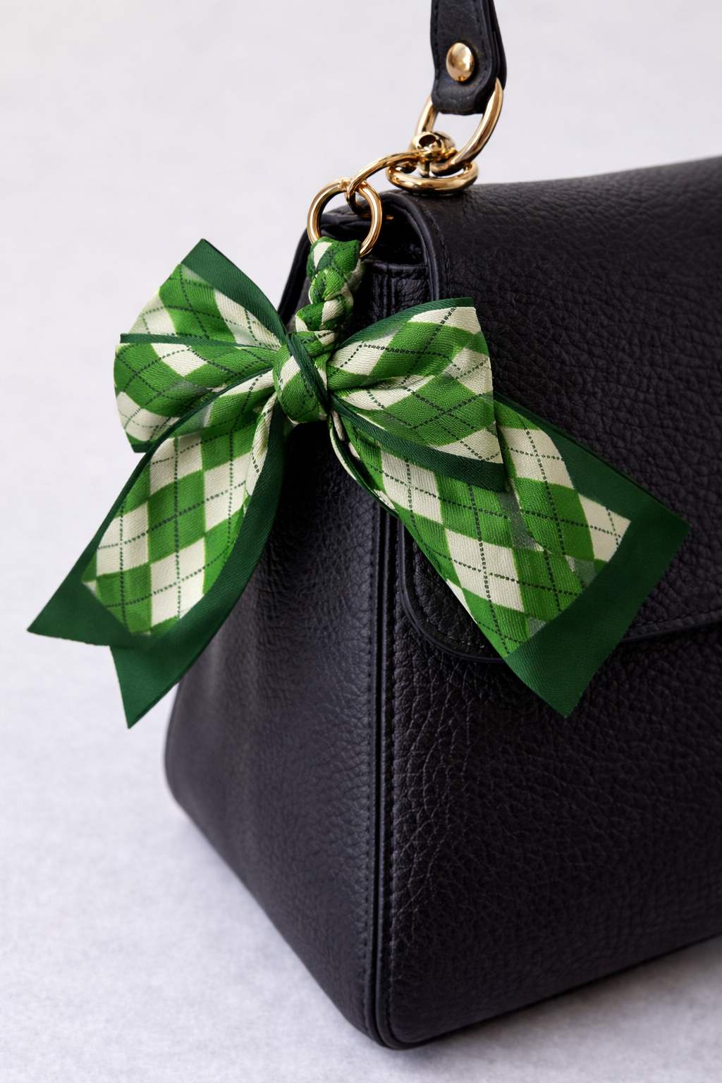 Green Argyle Bag Charm