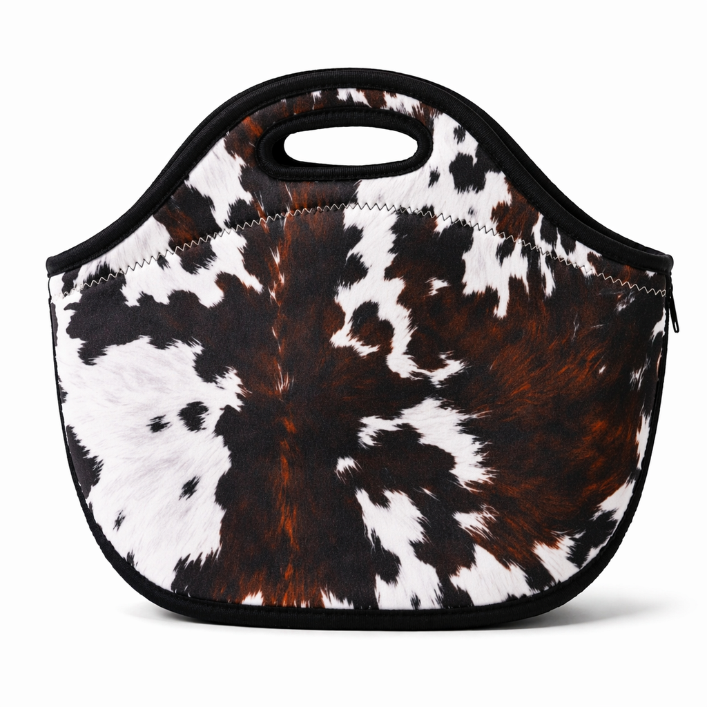 Animal Print Insulated Lunch Tote Bag with Zipper – Cute Everyday Carry Neoprene Grab & Go Bag-Multiple Print choices
