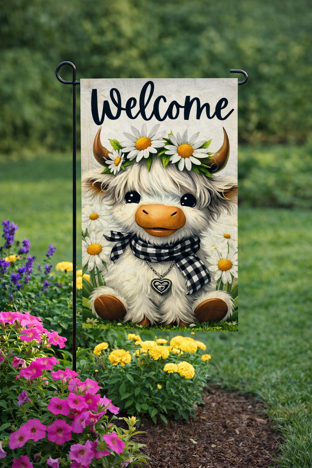 Highland Cow Welcome Flag