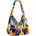 Colorful Catitude Corduroy Hobo Bag
