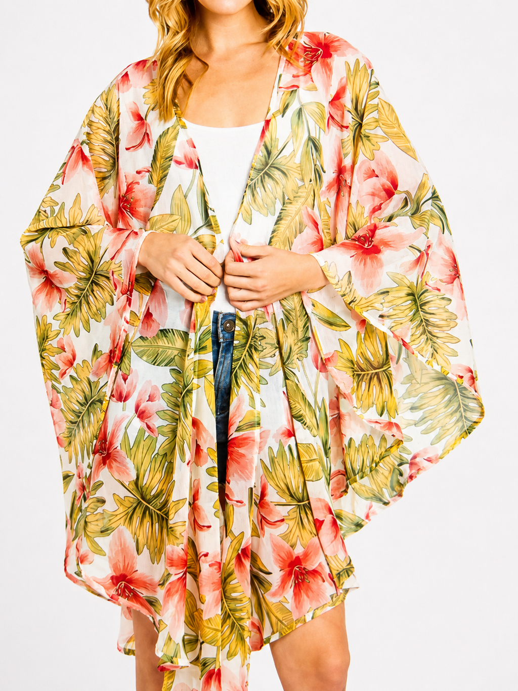 Tropical Whisper White Kimono