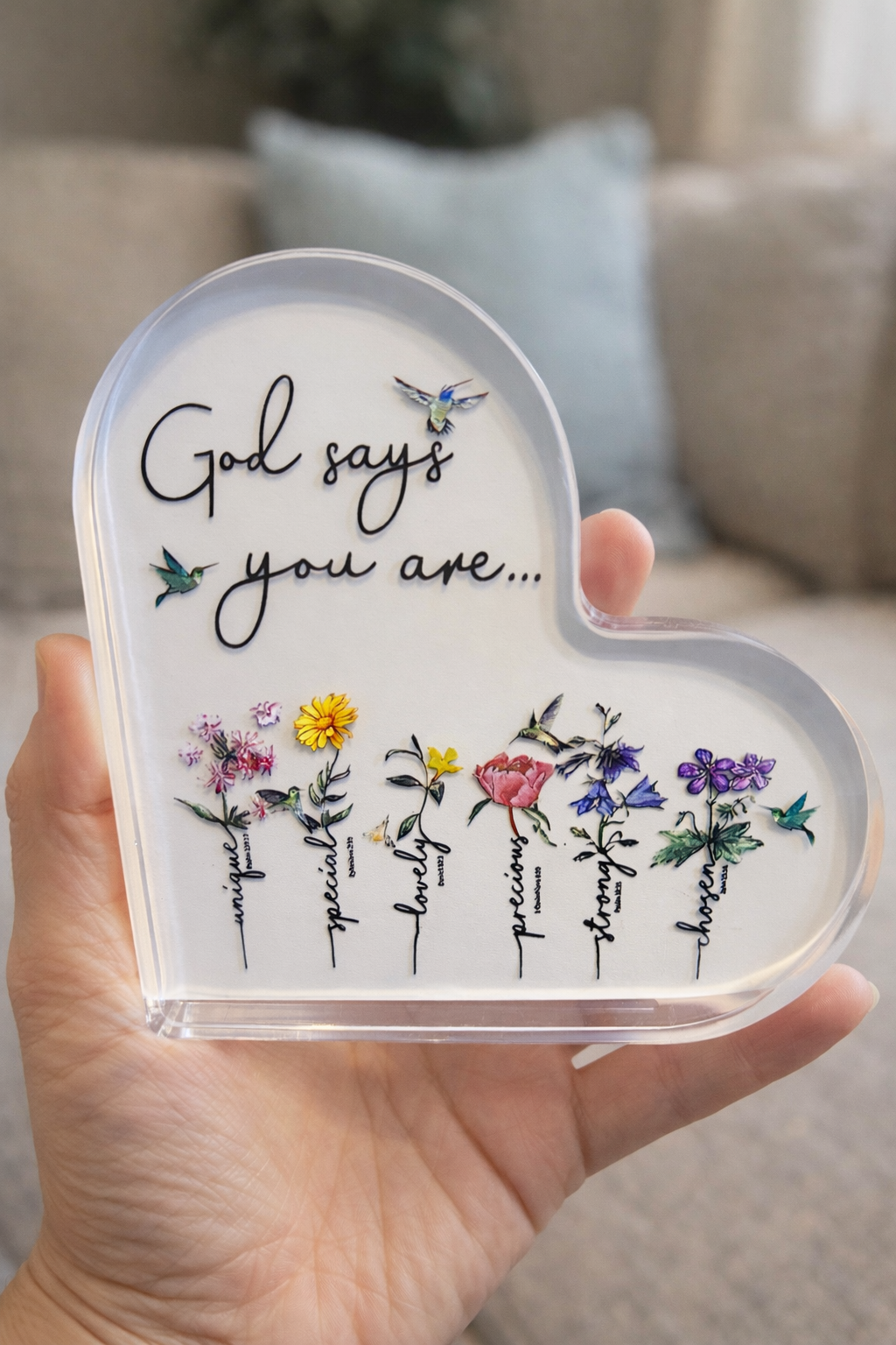 God Says Acrylic Heart