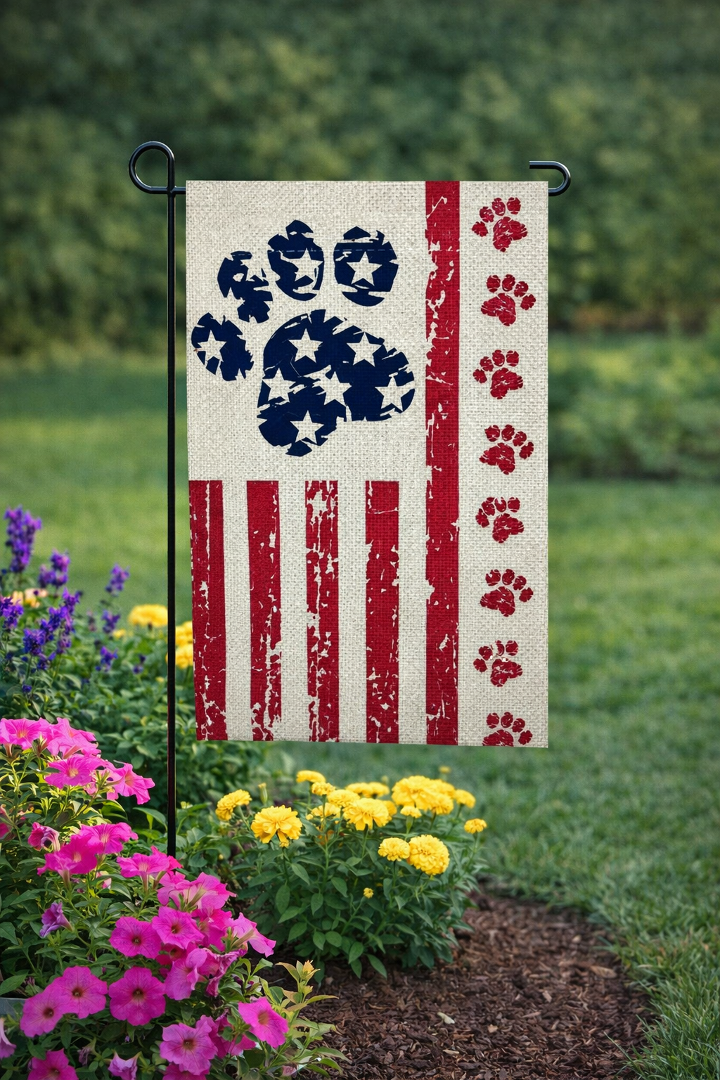 Patriotic  Paw Garden Flag
