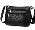 Black Multi-Zip Crossbody Bag – Quilted Bow Detail Shoulder Purse, Lightweight Everyday Handbag