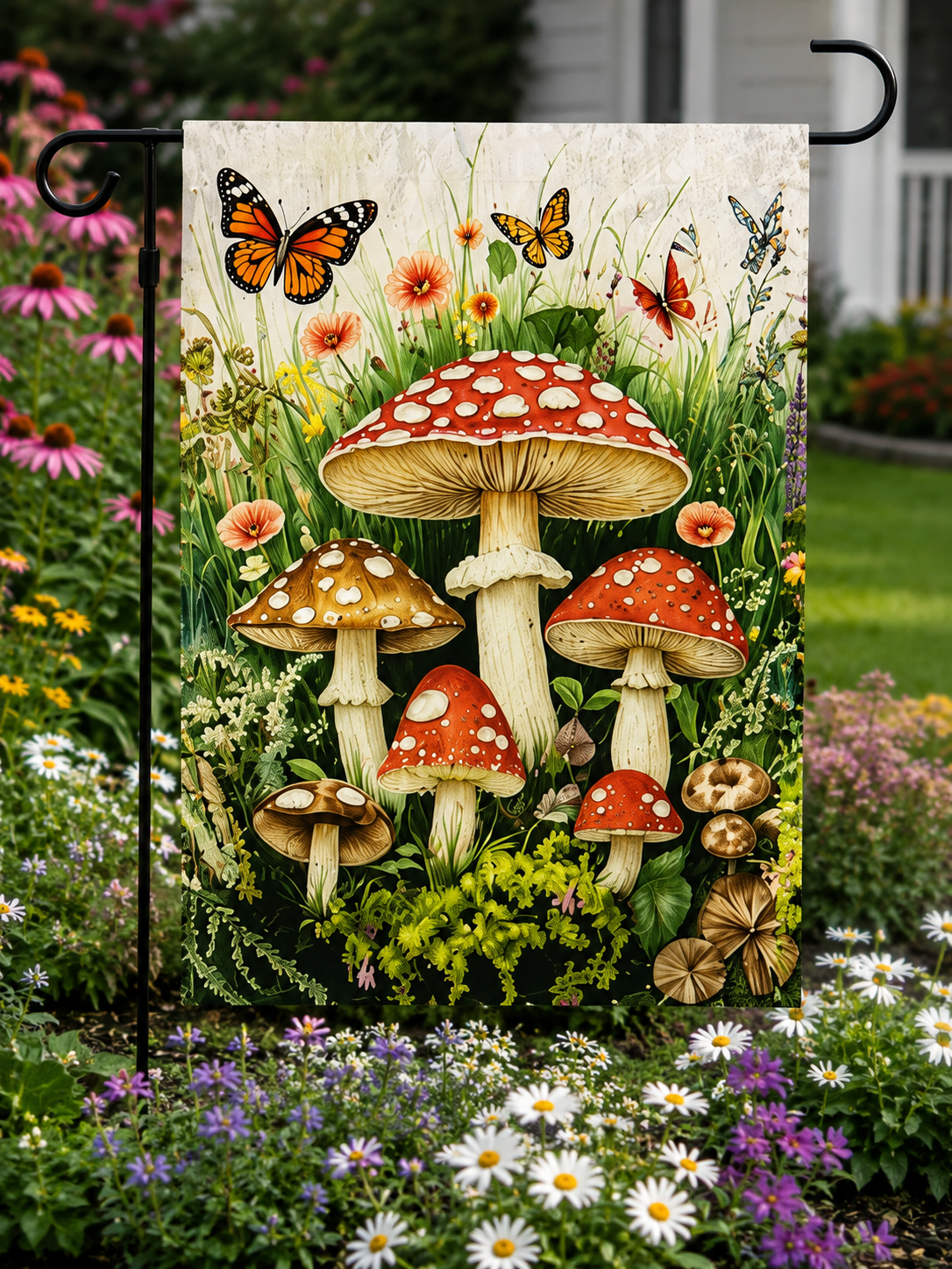 Enchanted Mushroom Garden Flag