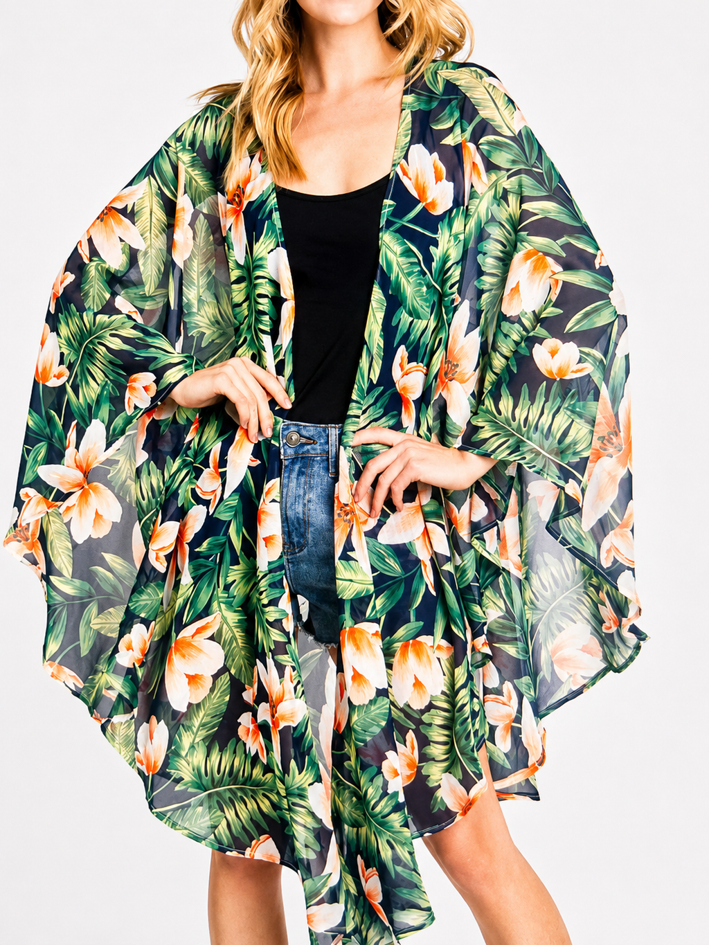 Tropical Escape Navy Kimono