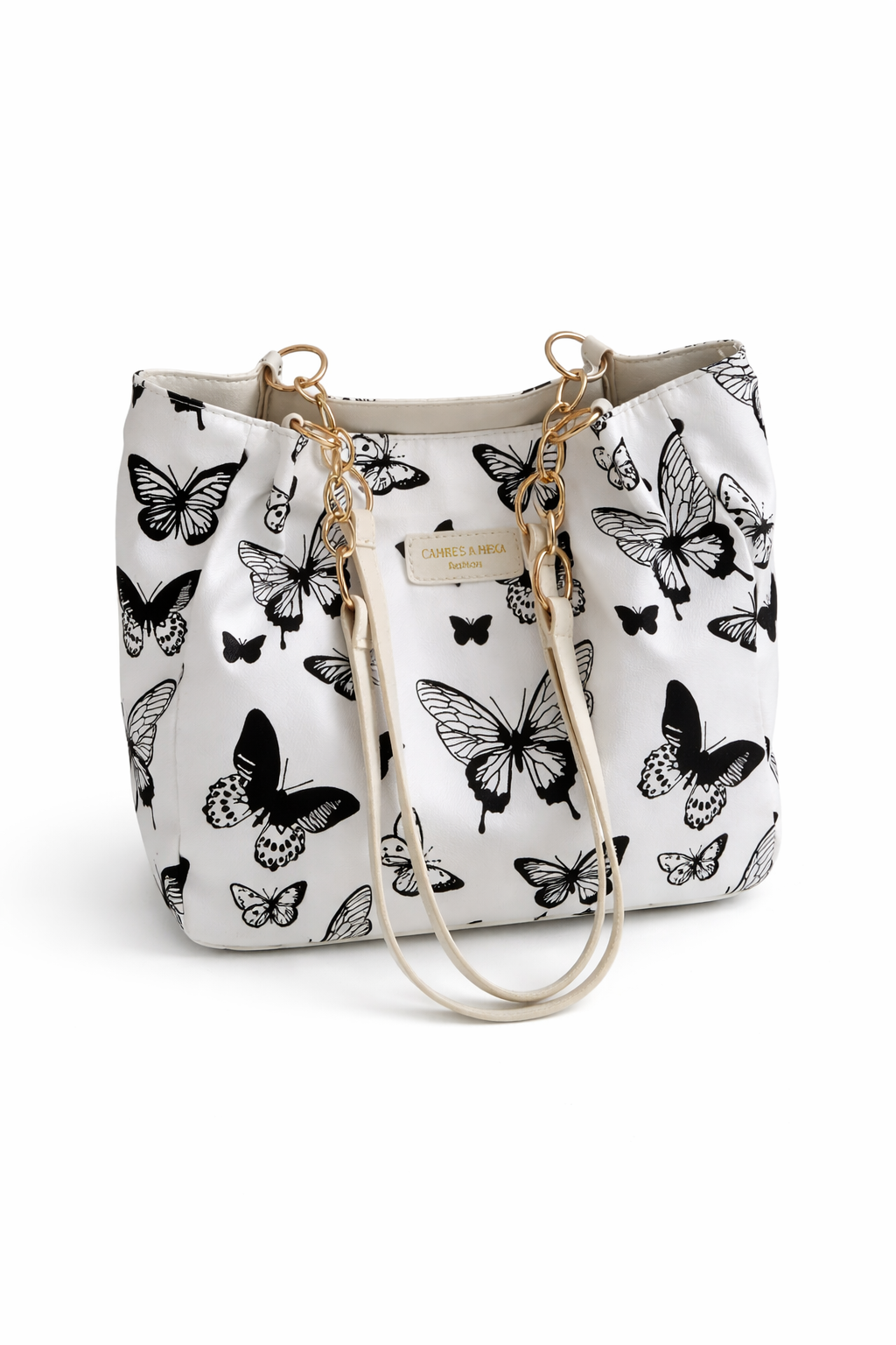 Black & White Butterfly Print Shoulder Bag-Lightweight Handbag For Women