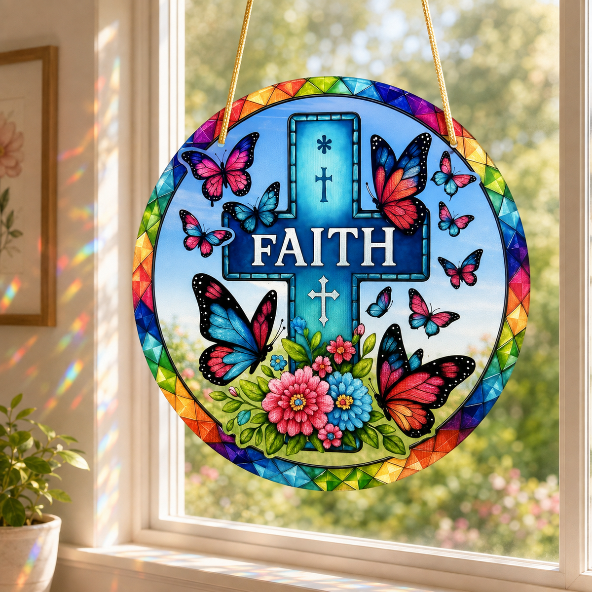 Faith & Butterflies Acrylic Suncatcher