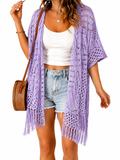 Lavender Lace Crochet Kimono