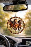 "MINI" Running Horses Suncatcher Round