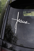 White Jesus Cross Sticker