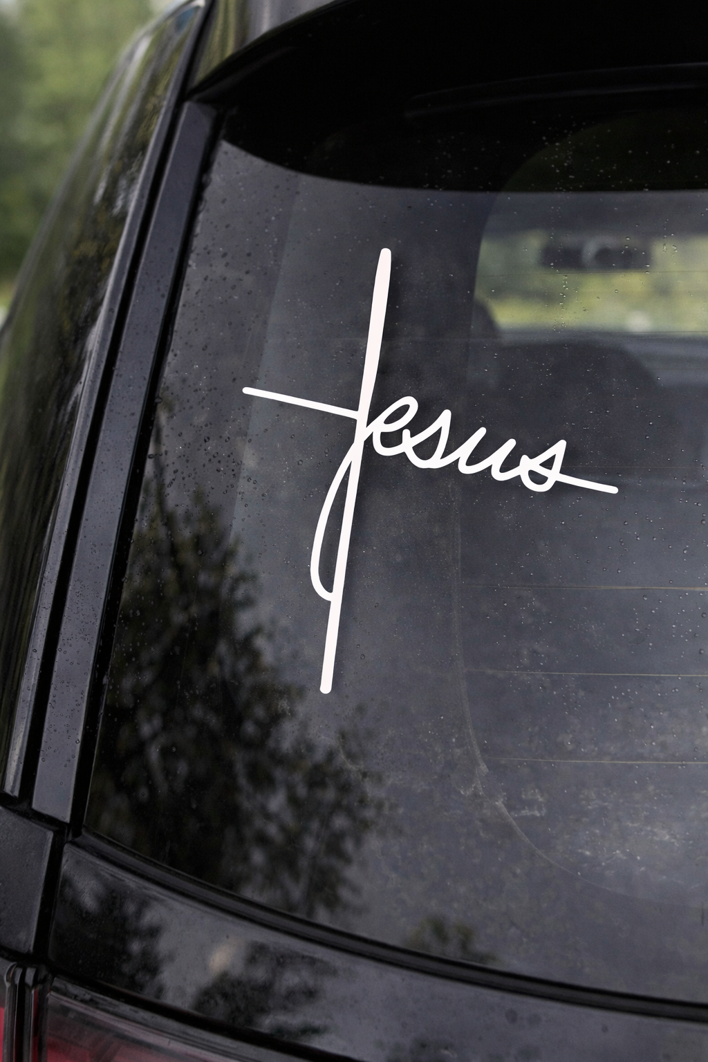 White Jesus Cross Sticker