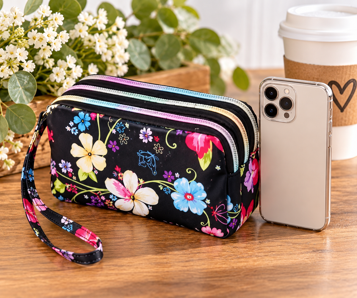 Triple Zip Wristlet Wallet-Multiple Choices Available
