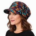 Midnight Botanical Ruched Newsboy Hat