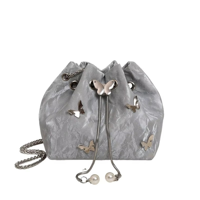 Butterfly Drawstring Bucket Bag-Crossbody Purse for Women-Multiple Color Options