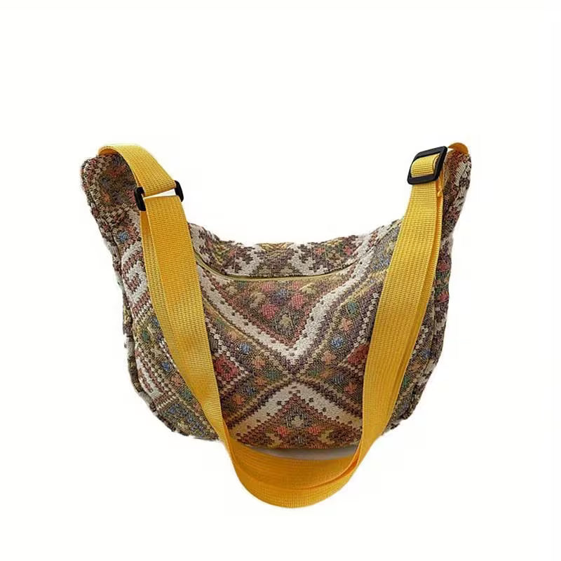 Boho Pattern Crossbody Sling Bag with Adjustable Strap – Lightweight Everyday Shoulder Bag