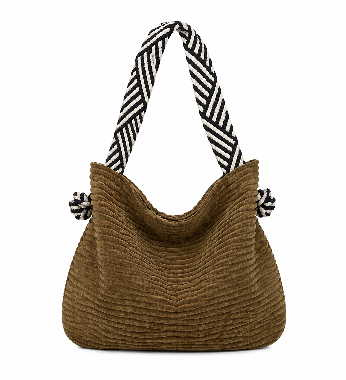Corduroy Shoulder Bag with Rope Strap – Multiple Color Choices