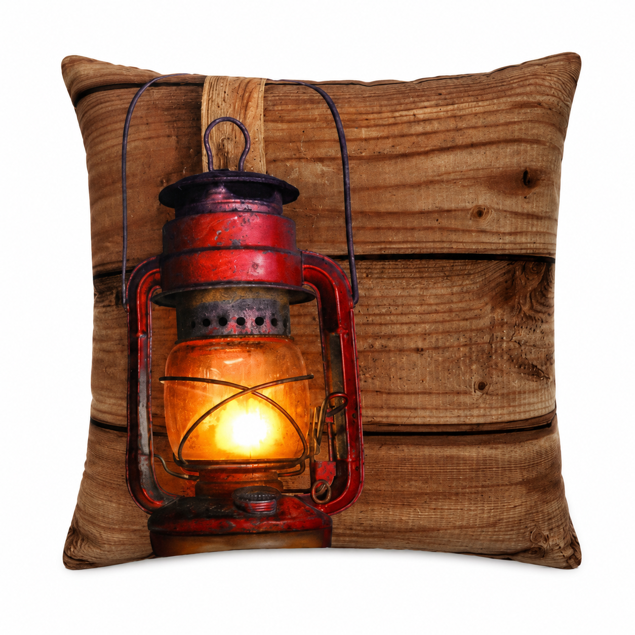 Rustic Red Lantern Light-Up Throw Pillow – 16x16