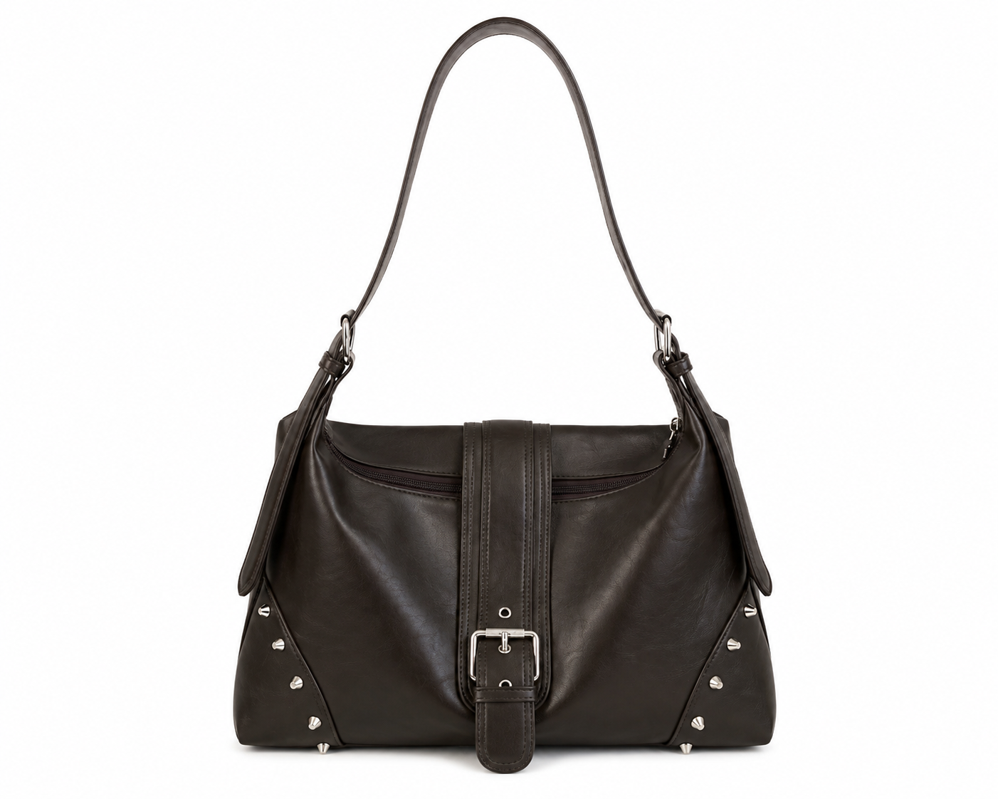 Coffee Colored Retro Studded Shoulder bag