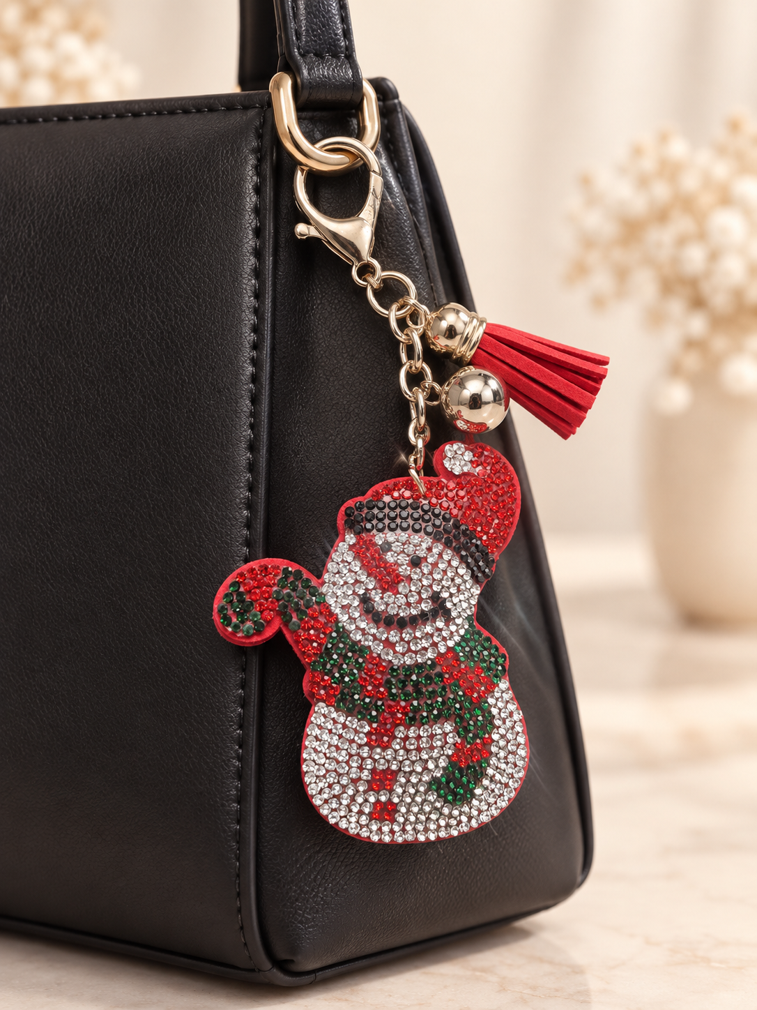 Sparkling Snowman Purse Charm & Keychain