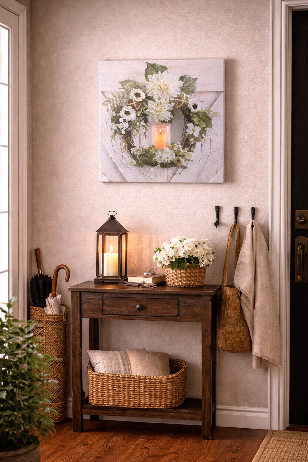 Floral Wreath Led Canvas Print