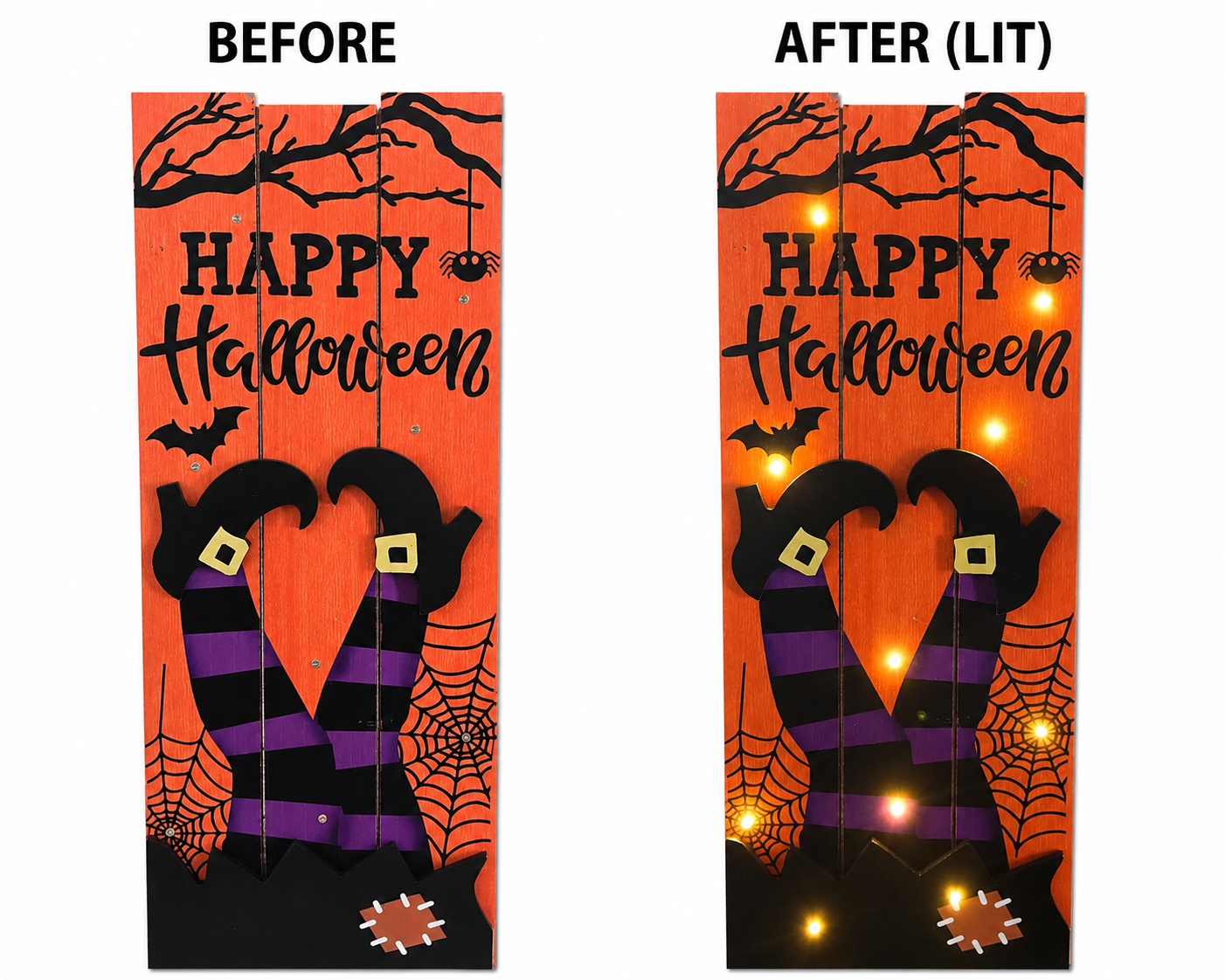 Happy Halloween LED Wooden Porch Sign – 24” x 8”