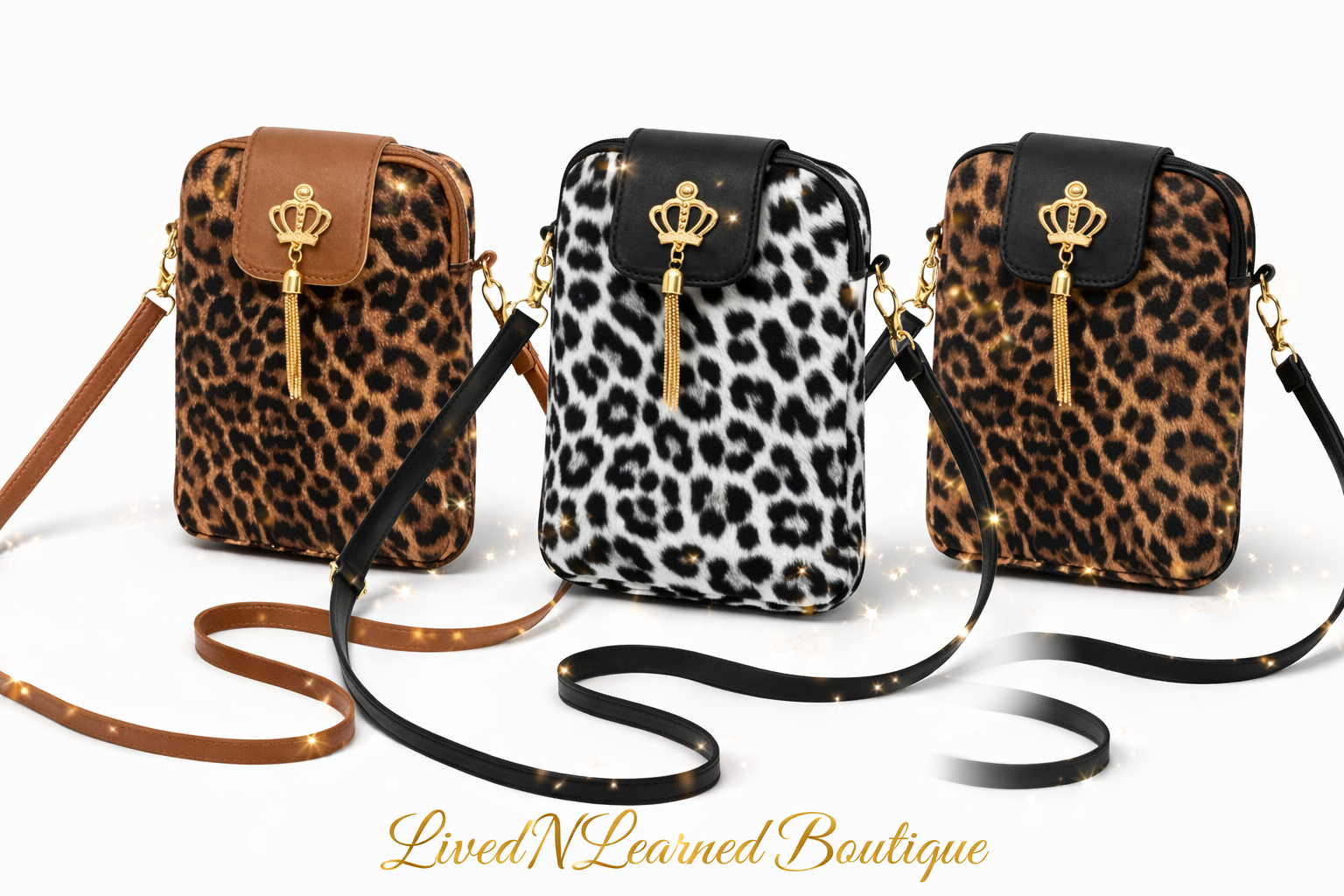 Leopard Print Crossbody Bag – Adjustable Strap, Zipper Closure, Lightweight Everyday Purse (Multiple Colors)r=