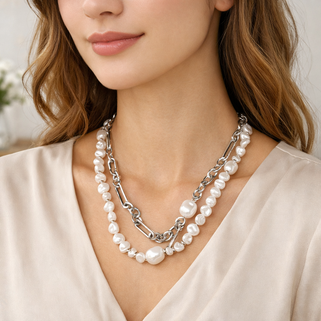 Modern Muse Pearl Chain Necklace