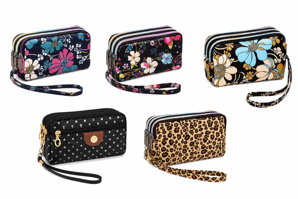 Triple Zip Wristlet Wallet-Multiple Choices Available