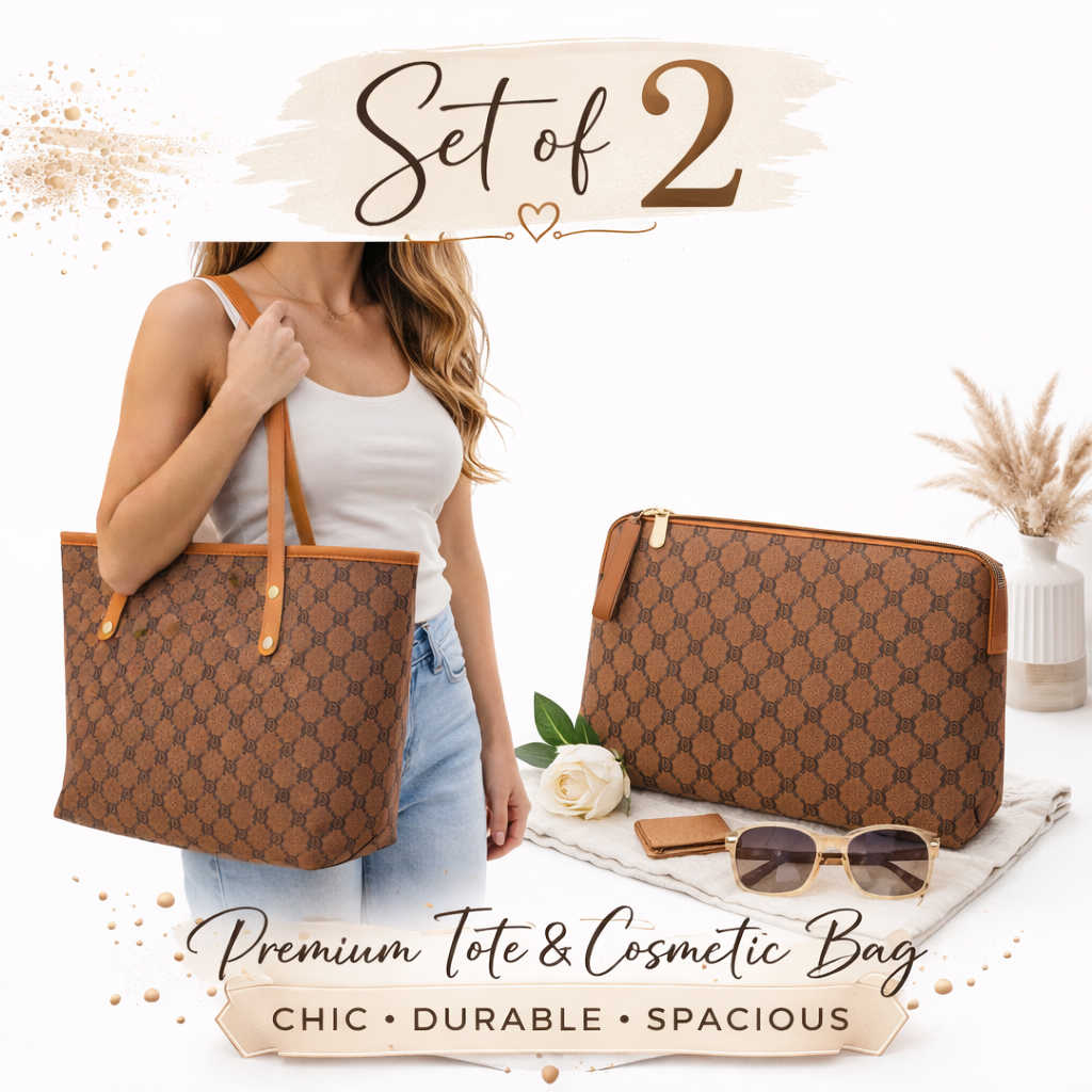 Caramel Latte Tote & Cosmetic Bag