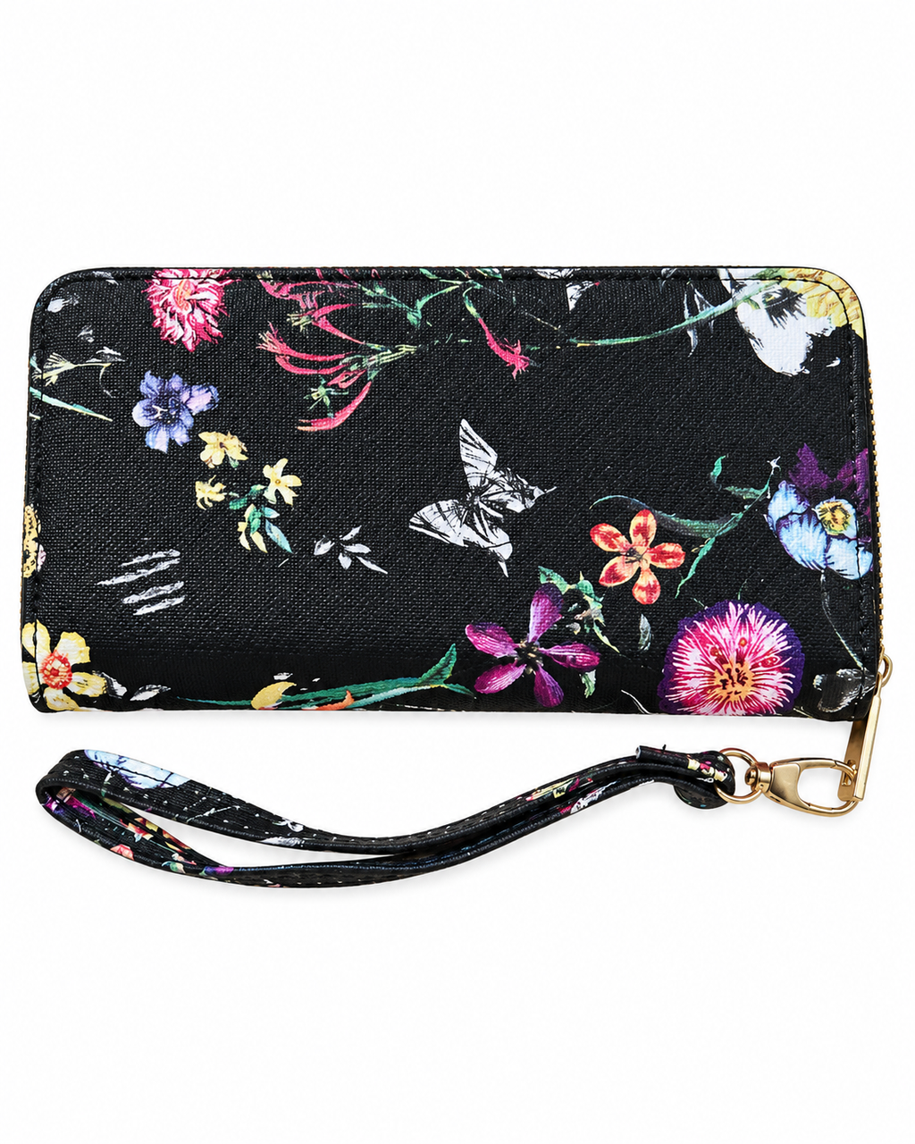 Midnight Garden Floral Wristlet Wallet