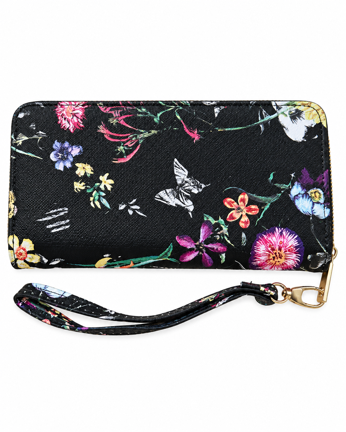 Midnight Garden Floral Wristlet Wallet