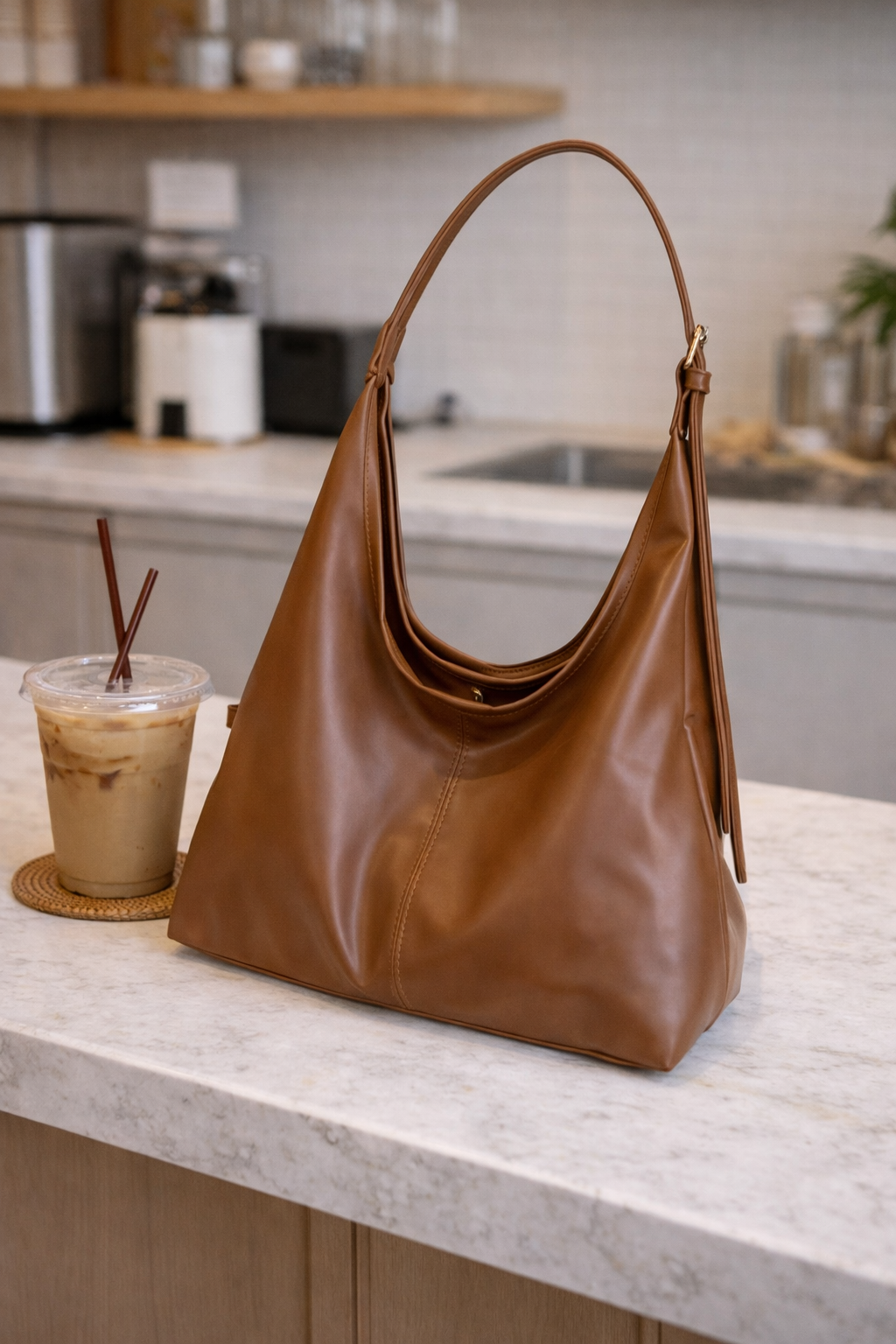Hobo Shoulder Bag for Women – Slouchy Faux Leather Tote, Everyday Handbag (Multiple Colors)