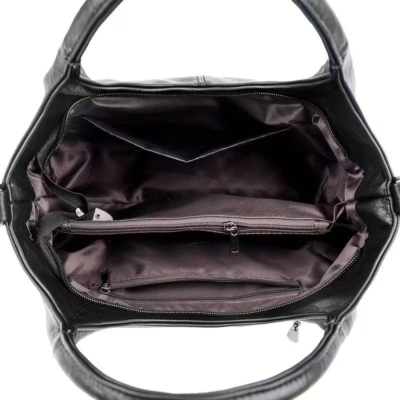 Soft Leather Hobo Shoulder Bag with Adjustable Strap – Slouchy Everyday Handbag (Multiple Colors)
