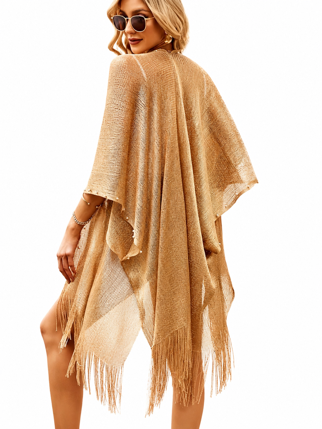Golden Glow Fringe Kimono