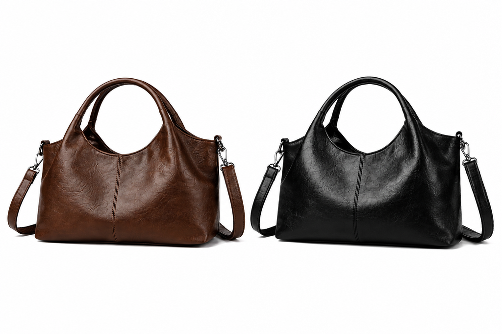Soft Leather Hobo Shoulder Bag with Adjustable Strap – Slouchy Everyday Handbag (Multiple Colors)