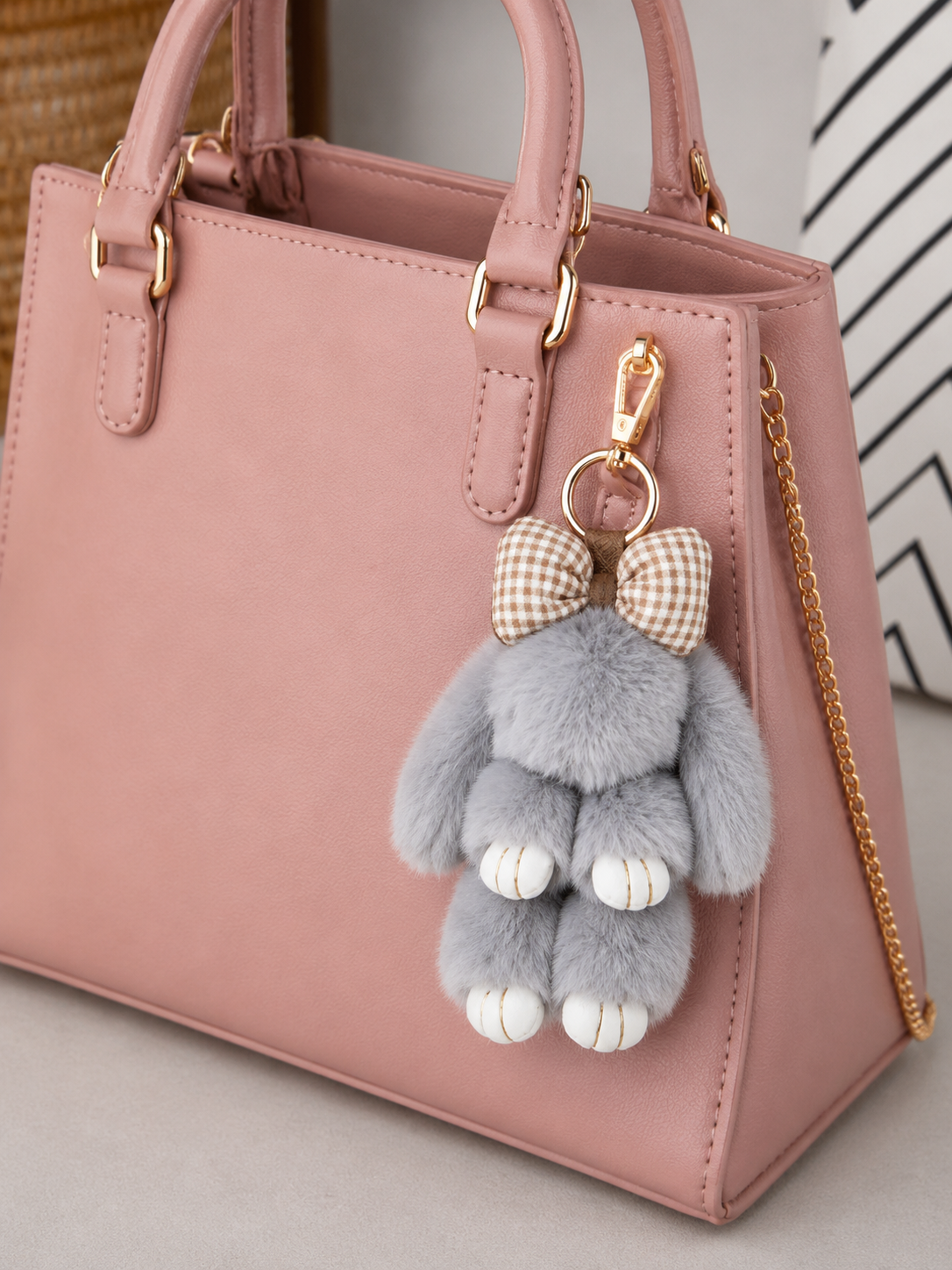 Fluffy Bunny Bag Charm Collection-Multiple Color Options