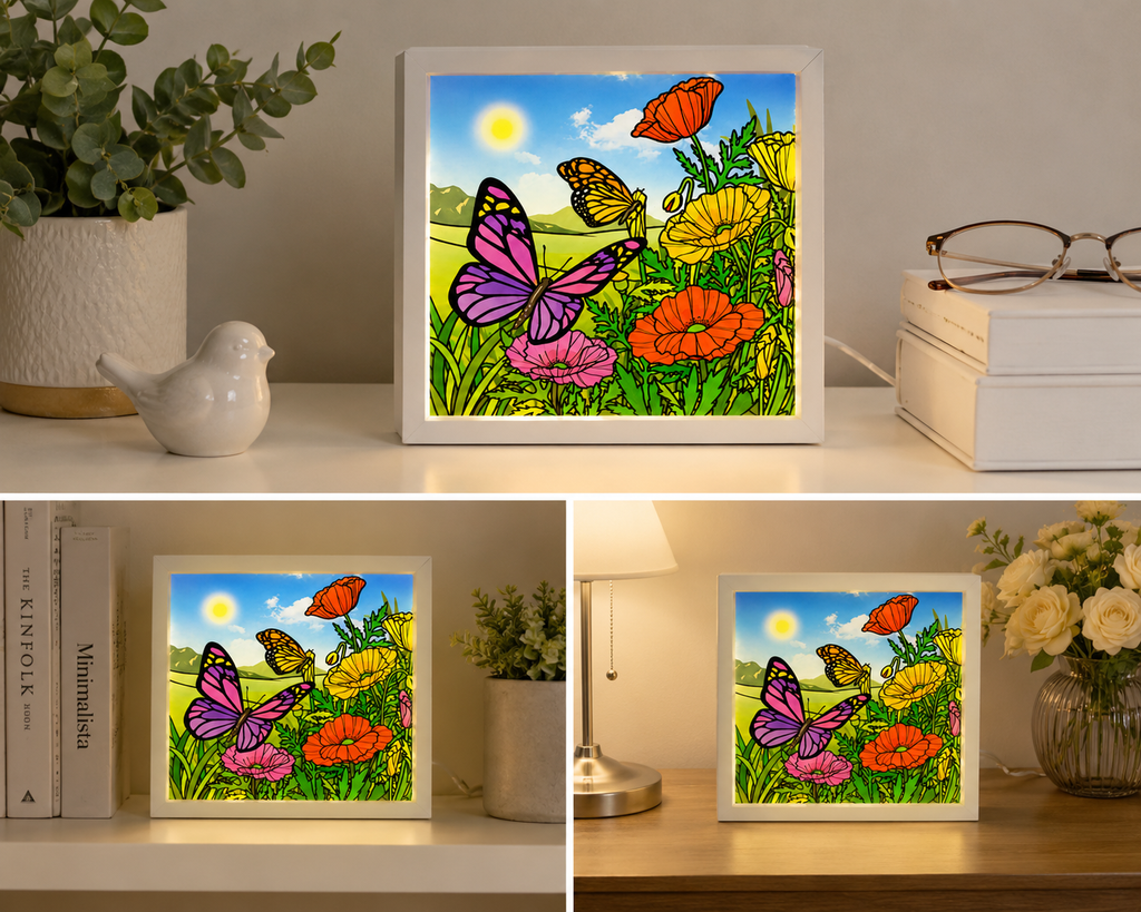 Illuminated LED Stained Glass Art Lamps-8"x 8" (USB Powered) -Multiple Style Options