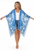 Coastal Blue Floral Kimono Cover-Up