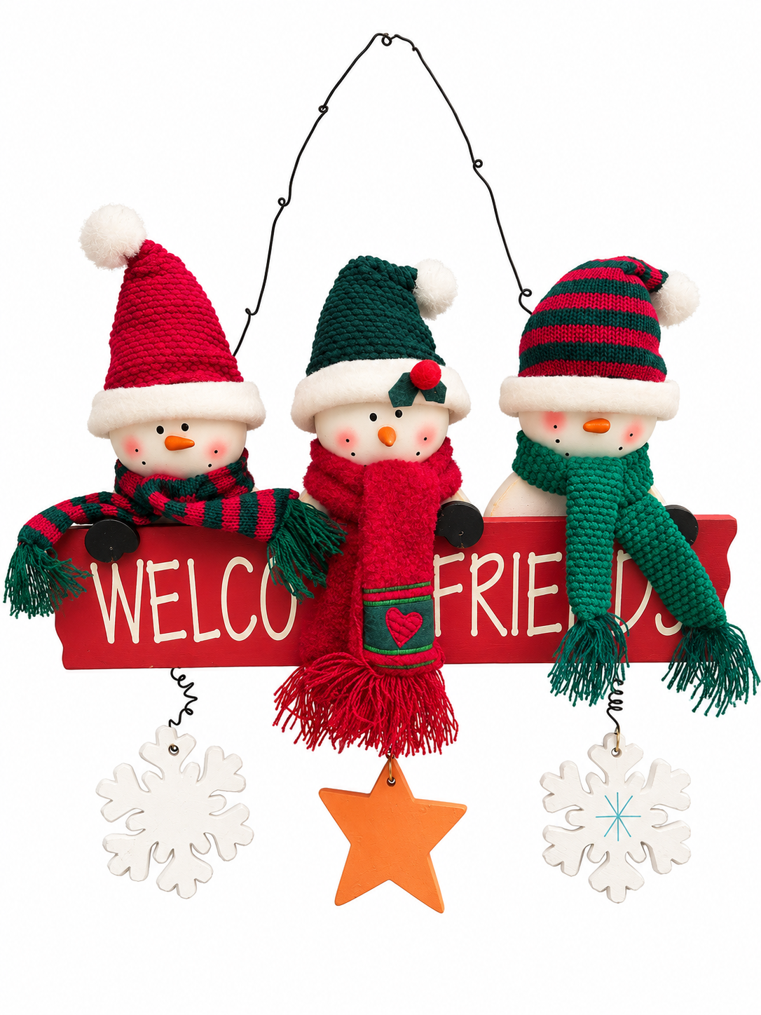 Welcome Friends Snowman Trio Wall Hanging