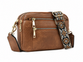 Multi-Pocket Crossbody Bag with Wide Floral Strap – Medium Everyday Shoulder Purse-Multiple color choices