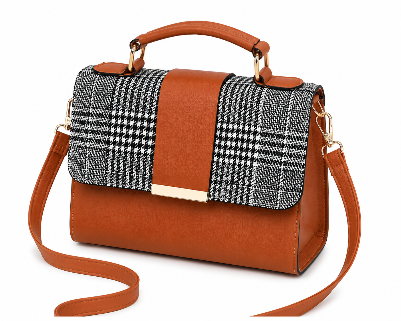 Houndstooth Handbag for Women-Crossbody Purse With Top Handle-Multiple Color Options