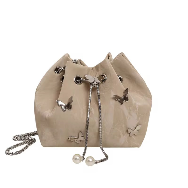 Butterfly Drawstring Bucket Bag-Crossbody Purse for Women-Multiple Color Options