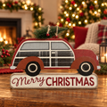 Home for Christmas Plaid Wooden Car
