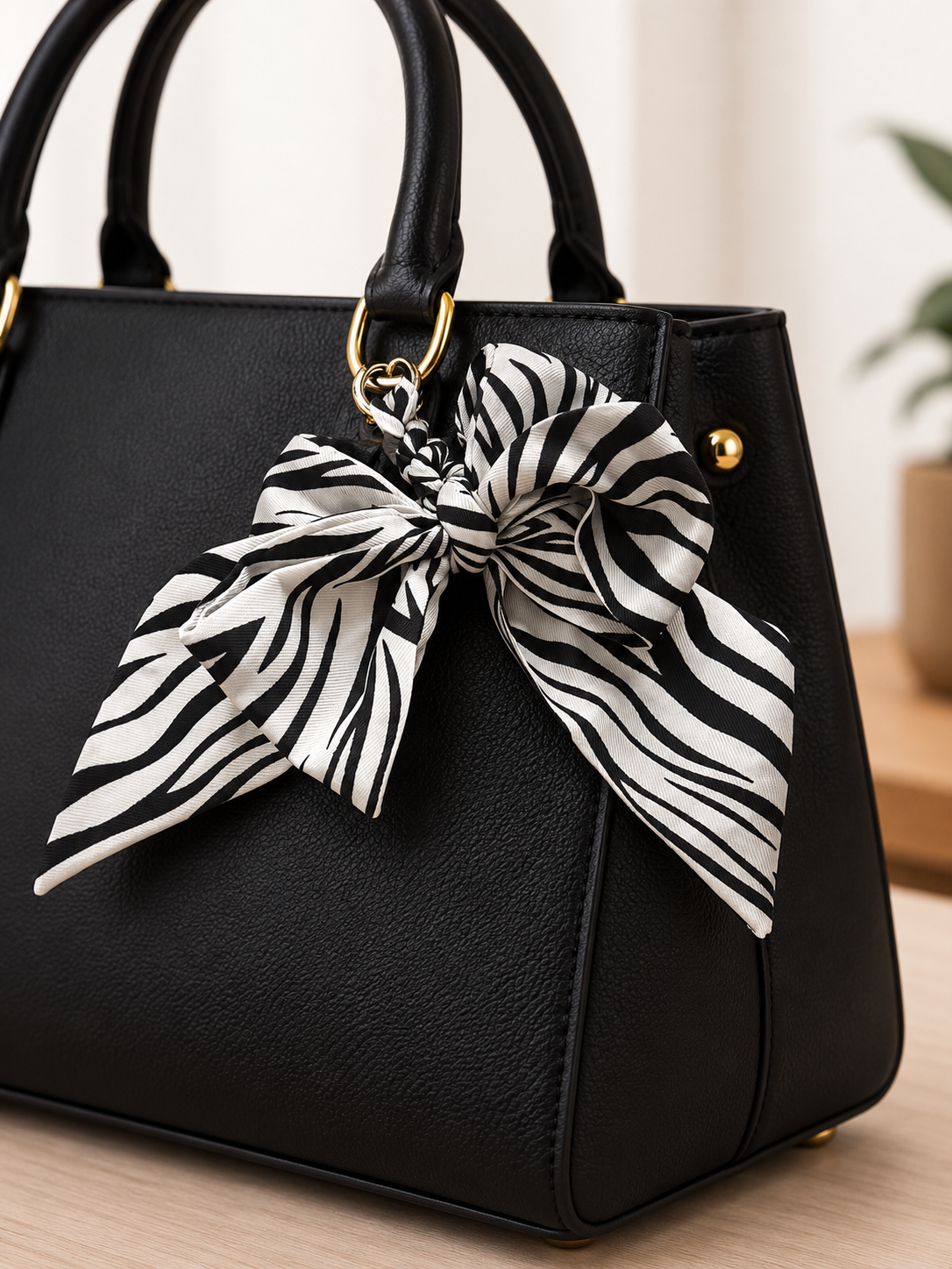 Zebra Bow Purse Charm