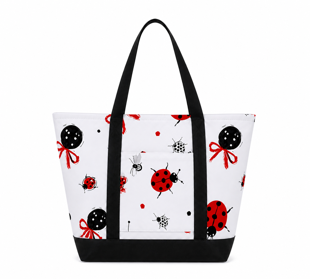 Ladybug Tote Bag – Cute Red and Black Ladybug Print Shoulder Bag for Everyday Use