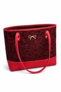Red Leopard Print Tote Bag with Bow Detail – Large Shoulder Handbag
