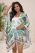 Tropical Leaf Sheer Kimono Cardigan – Lightweight Boho Summer Cover Up for Women
