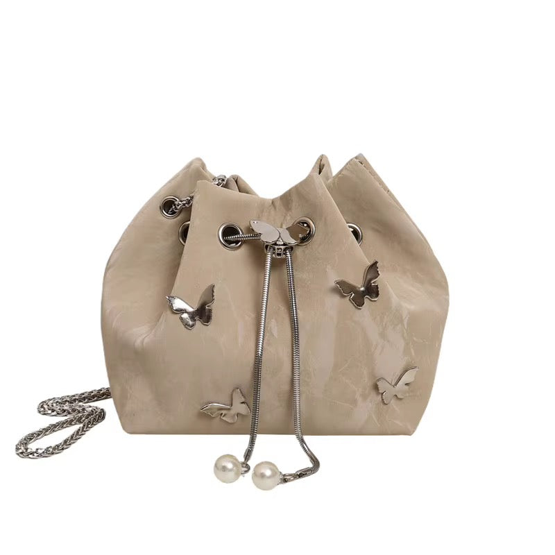 Butterfly Drawstring Bucket Bag-Crossbody Purse for Women-Multiple Color Options