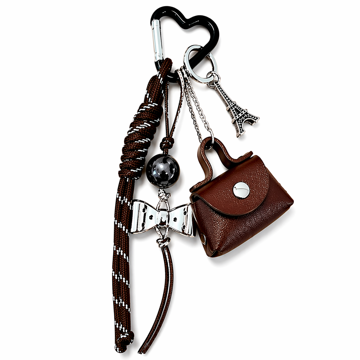 Mini Purse Bag Charm Keychain – Cute Handbag Accessory with Bow, Eiffel Tower & Tassel for Women